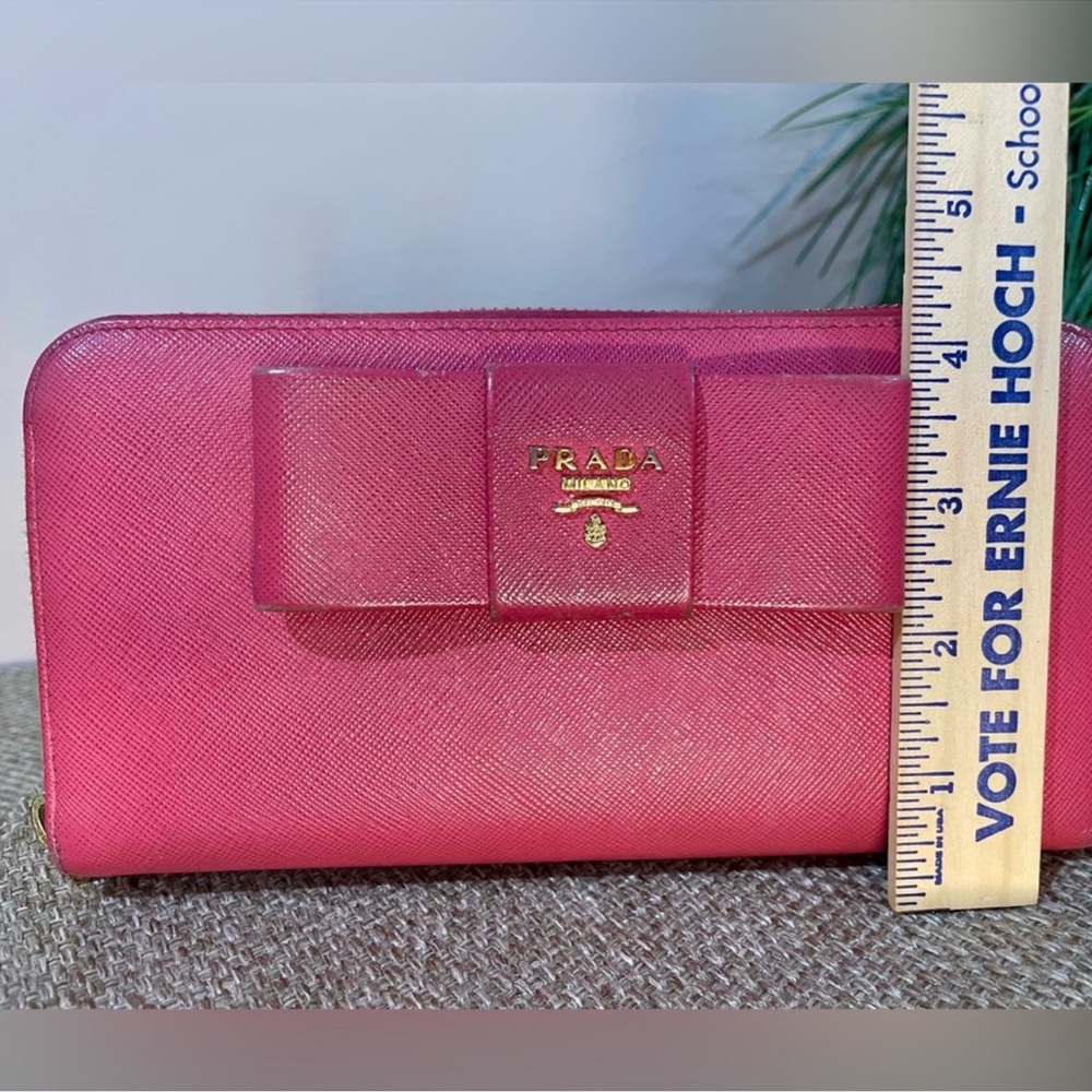 Prada Bow Pink Zip Around Long Wallet Wallet with Bow Accent and Gold
Hardware - Picture 8 of 15